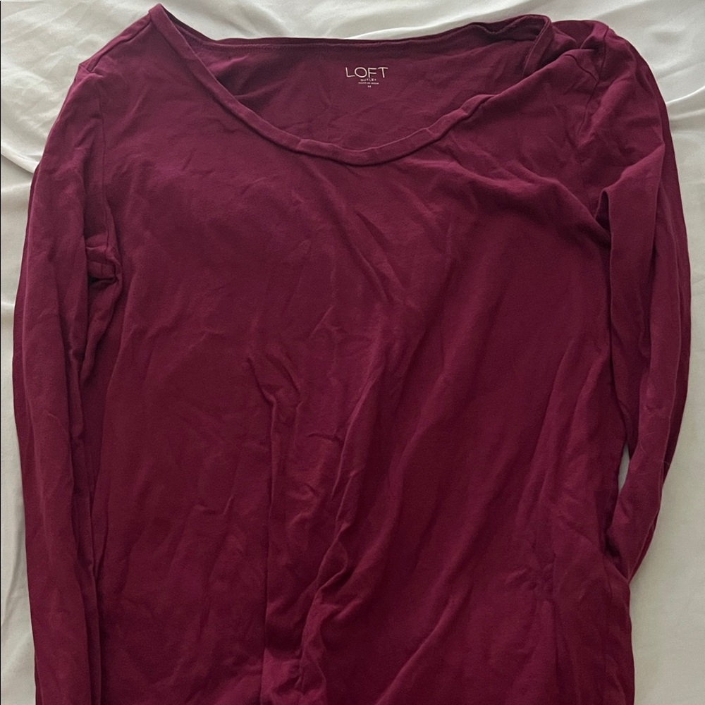 LOFT Rich Burgundy Long Sleeve Tee